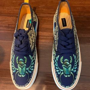 Hand painted art piece Lands End navy sneakers: size 12 NWOT